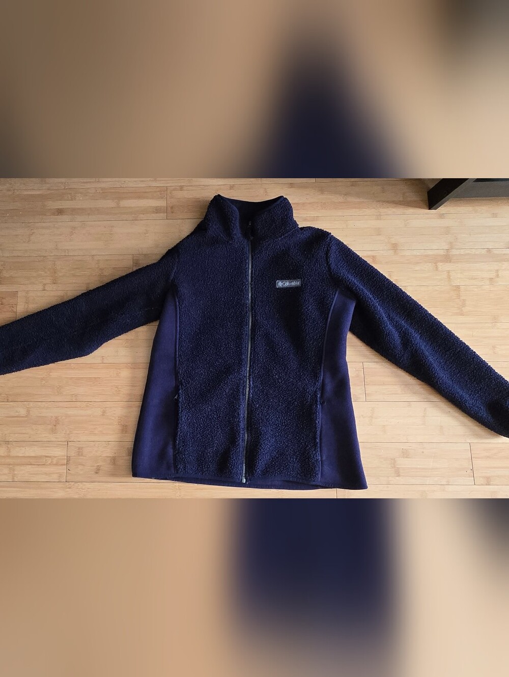 Columbia Navy Blue Panorama Teddy Sherpa Fleece Zip Jacket, Size L